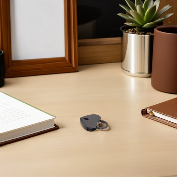 LOLIPPYY 2Pcs Black Metal Heart Padlock with Key for Cosmetic Bag Diary and Jewelry Box Locking