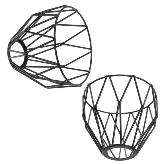 LOLIPPYY 2Pcs Black Metal Wire Cage Lamp Shade Industrial Style Pendant Light for Home
