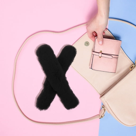 LOLIPPYY 2Pcs Black Plush Handbag Strap Cover for Chain Tote Bag with Easy Zipper Replacement