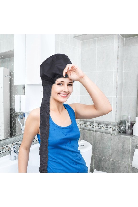 2Pcs Black Portable Steamer Caps with Elastic Socket for Easy Hair Dryer Fit