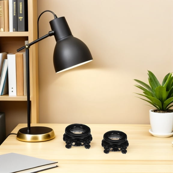 LOLIPPYY 2Pcs Black Resin Sphere Display Base with Hollow Carved Design for Crystal Ball Storage and Showcase