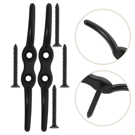 LOLIPPYY 2-Pack Black Stainless Steel Marine Cleats for Strong Rope Fastening and Mooring Line Support