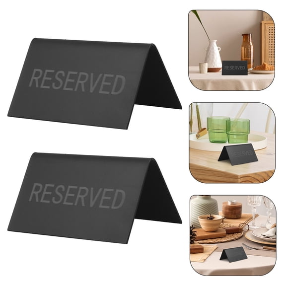 LOLIPPYY 2Pcs Black Stainless Steel Reserved Table Sign for Wedding and Event Seating