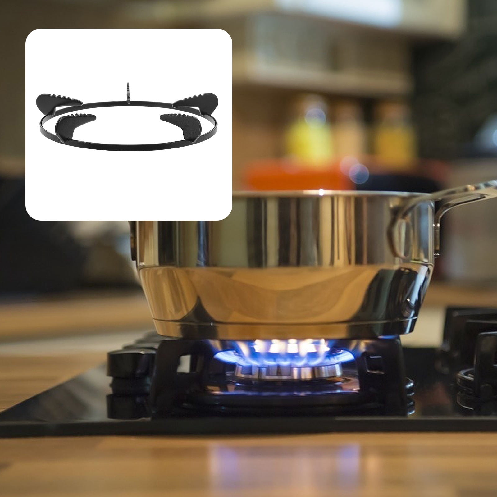 LOLIPPYY 2Pcs Black Stove Pot Rack Iron Stove Holder to Stabilize Wok for Home Use