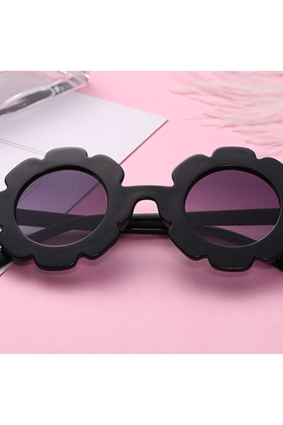 2Pcs Black Sunflower Design Sunglasses Lightweight Resin Frame Fashion Eyewear for Outdoor