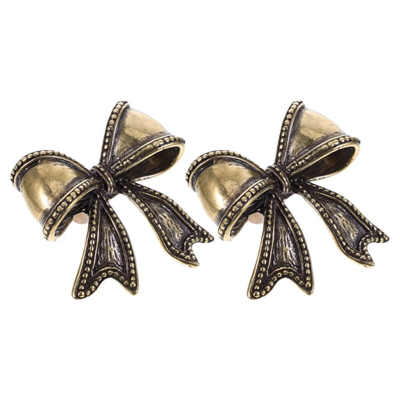 LOLIPPYY Set of 2 Brass Bow Cabinet Knobs with Bowknot Design for Vintage Furniture Hardware