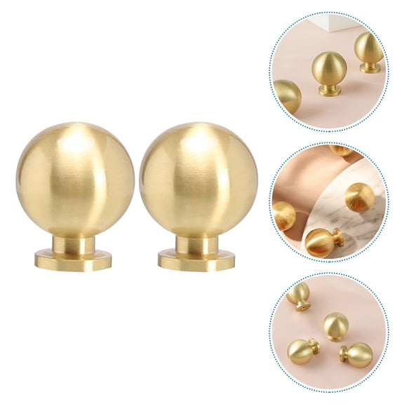 LOLIPPYY Brass Round Cabinet Knobs Plated Resistant Drawer Pulls 2 Pieces