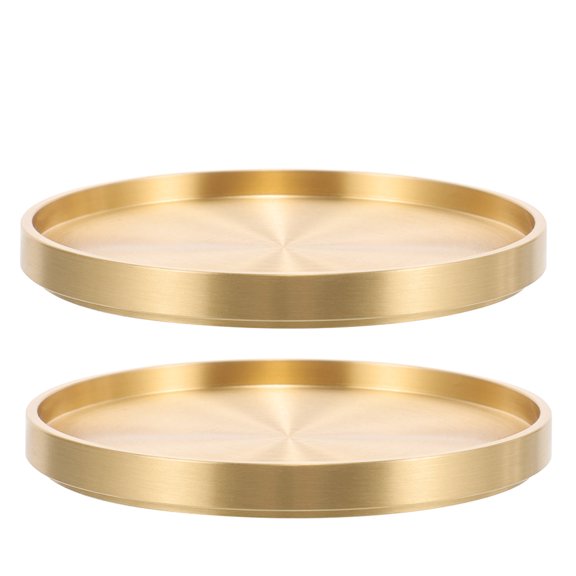 LOLIPPYY 2Pcs Brass Copper Drink Coasters Plated Gold Decorative Cup Mats for Home Dining Table Use