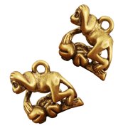 LOLIPPYY 2Pcs Brass Monkey Figurine Paperweight Ornament with Vintage Golden Design