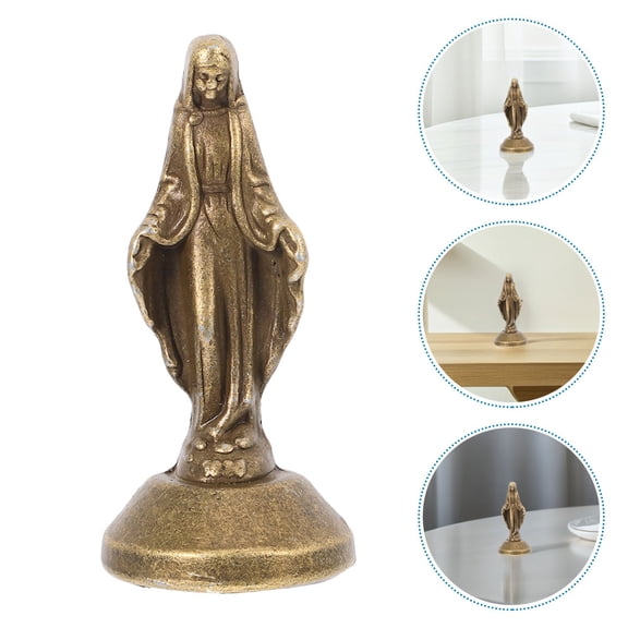 LOLIPPYY 2Pcs Brass Small Holy Lady Statues for Church Altars and Spiritual Home Decor