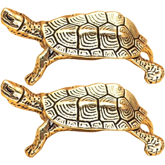 LOLIPPYY 2Pcs Brass Turtle Tabletop Ornament Retro Home Decor for Office Use