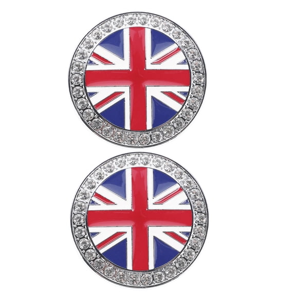 LOLIPPYY 2Pcs British Flag Metal Car Sticker Plated Silver 3D Auto Body Side Decal with Rhinestone Design