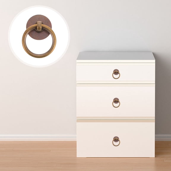 LOLIPPYY 2Pcs Golden Ring Drawer Pulls Brass Cabinet Pulls for Wardrobe Door