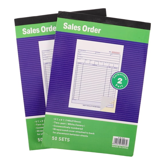 LOLIPPYY 2-Pack A5 White Business Invoice and Receipt Book for Self-Employed, Office Order Tracking, Financial Record Keeping