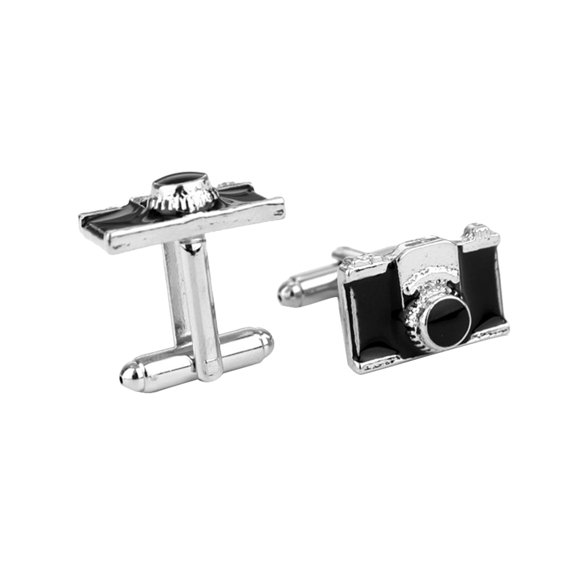 LOLIPPYY 2Pcs Camera Design Sleeve Cufflinks Black Shirt Buttons Easy to Use for Men