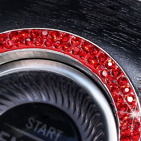 LOLIPPYY 2Pcs Car Bling Ring Red Rhinestone Ignition Button Decoration for Car Interior
