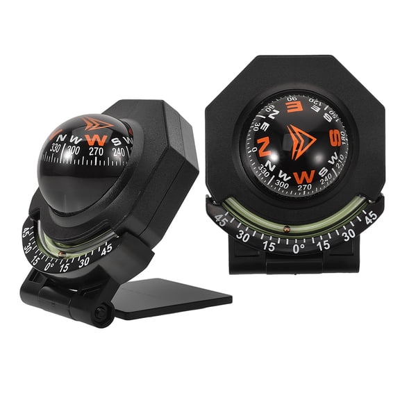 LOLIPPYY 2Pcs Car Compass Dashboard Mount with Inclinometer Black Auto Compass for Cars Motorcycles and Boats