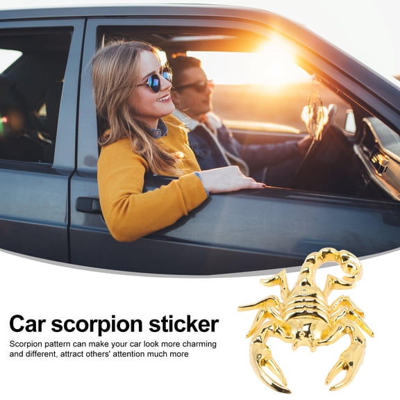 LOLIPPYY 2Pcs Car Window Decal Golden Metal Scorpion Sticker Strong Adhesive for Vehicle Exterior
