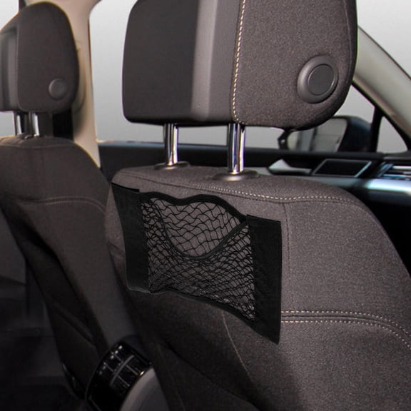 LOLIPPYY 2Pcs Cargo Net for Car Front Seat Organizer Universal Elastic Mesh Trunk Storage Black