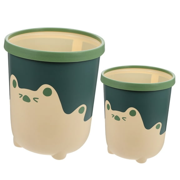 LOLIPPYY 2Pcs Cartoon Trash Can Easy to Clean Yellow for Bedroom Living Room Home Users