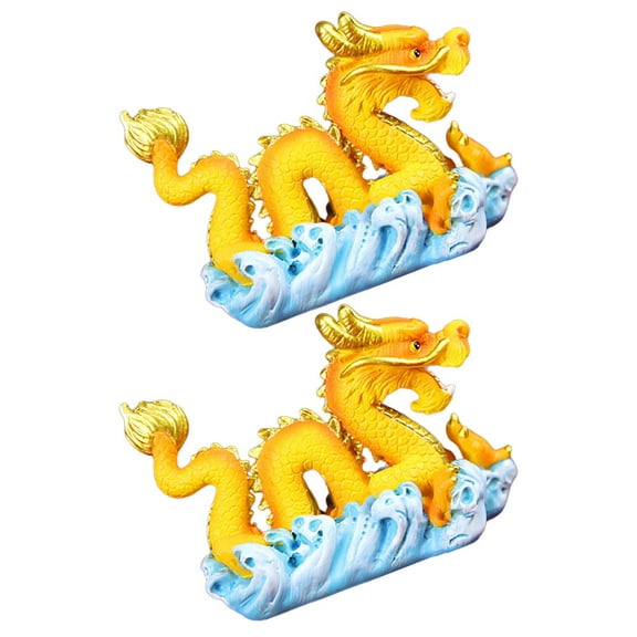 LOLIPPYY 2Pcs Chinese Dragon Figure Golden Resin Decorations for Father's Day Presents