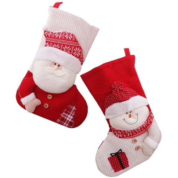 LOLIPPYY 2-Pack Christmas Stockings with Festive Holiday Patterns, Hanging Socks for Seasonal Party Decorations