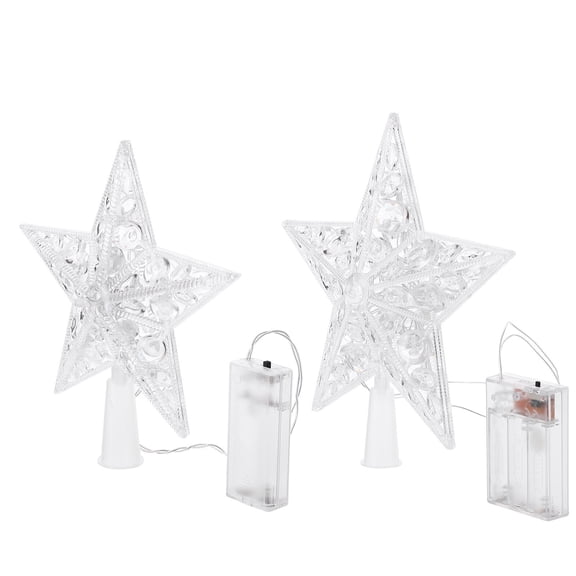 LOLIPPYY 2-Pack Plastic Star Topper Christmas Tree Lights, Light Emitting Decoration for Family Trees