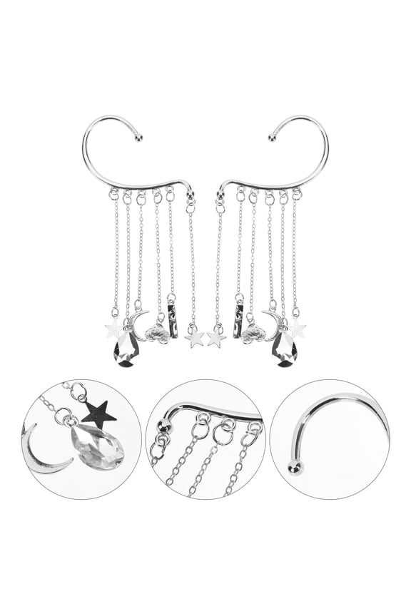 2Pcs Chunky Cuff Non Piercing Ear Clips Alloy Fashionable Ear Jewelry for Women