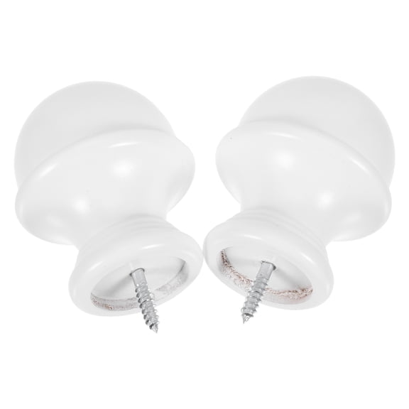 LOLIPPYY 2Pcs Classic White Wood Finials for Curtain Rods Decorative Round End Caps for Windows