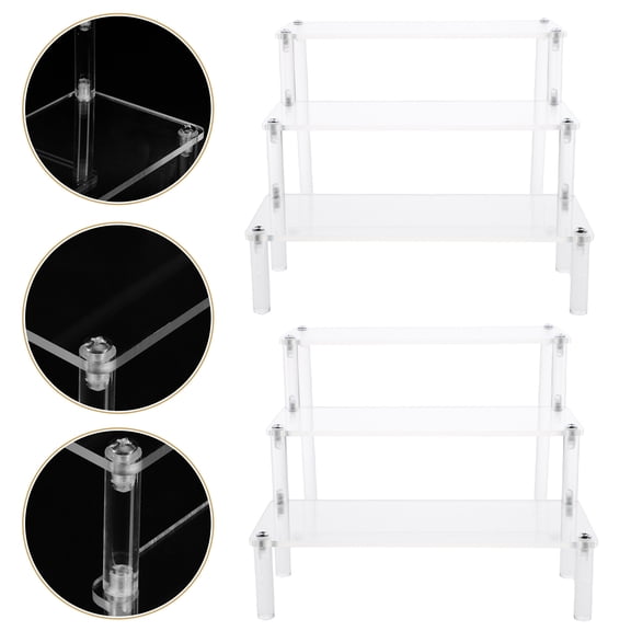 LOLIPPYY 2Pcs Clear Acrylic Display Rack Tiered Stand for Perfume and Figurines