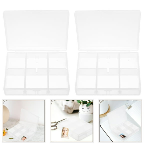 LOLIPPYY 2Pcs Clear Photo Storage Container Box for Craft Supplies and Electronic Components