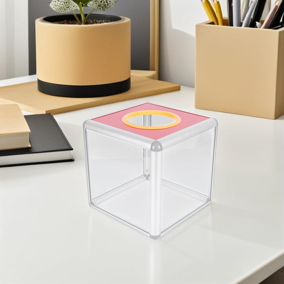 LOLIPPYY 2Pcs Clear Prize Drawing Container with Aluminum Frame for Raffle and Voting