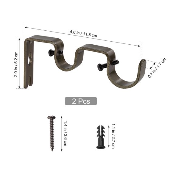 LOLIPPYY 2Pcs Coffee Drapery Rod Bracket Easy Install Sturdy Support for Window Curtains