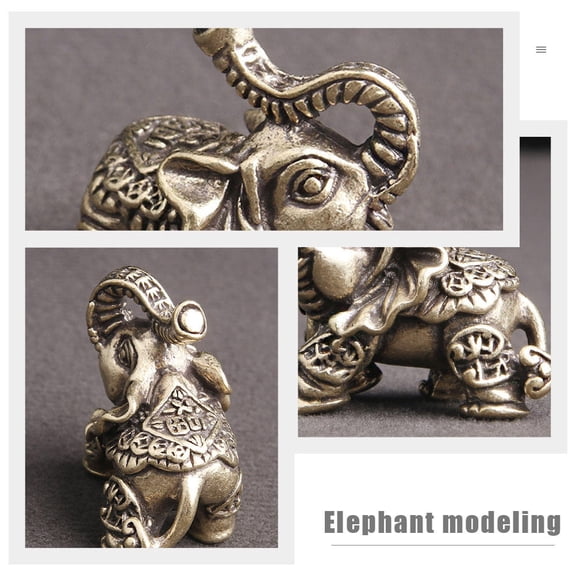 LOLIPPYY 2Pcs Compact Brass Elephant Statue Ornament Unique Creative Design for Indoor Decor