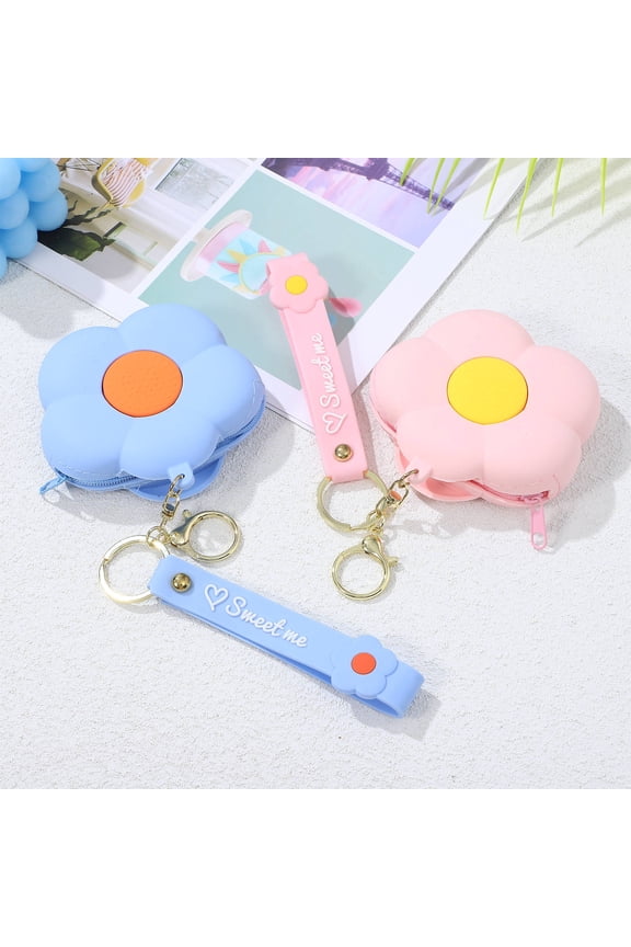 2-Pack Compact Silicone Purse Small Wallet with Wrist Strap for Keys, Cards, Makeup and