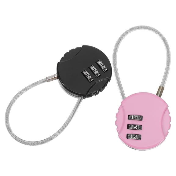 LOLIPPYY 2Pcs Compact Zinc Alloy Combination Lock with High Strength Steel Cable for Locker Toolboxes and Outdoor Gates