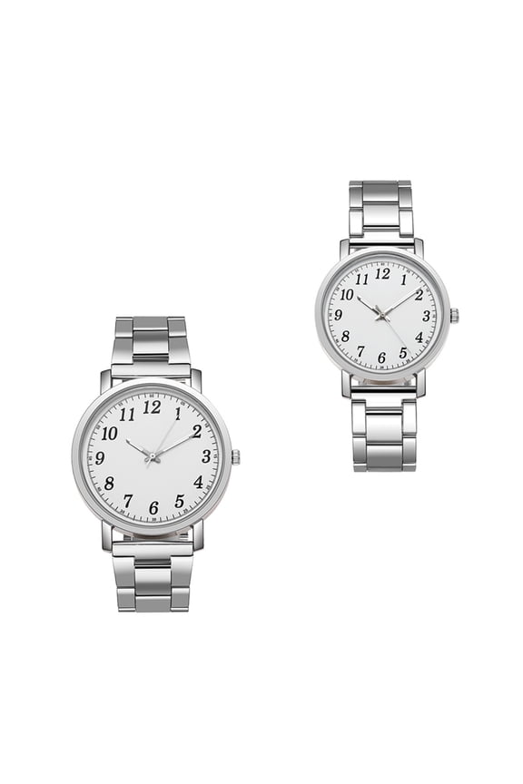 2Pcs Couple Wristwatches with Durable Glass and Mechanical Movement for Fashionable