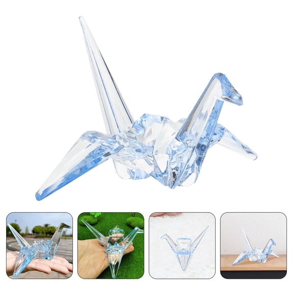 LOLIPPYY 2Pcs Crane Decoration Sky-blue Acrylic Sculpture Garden Ornament Birthday Celebration