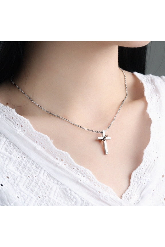 2Pcs Cross Shape Couple Neck Chain Black Simple Design Neck Decoration for Valentine