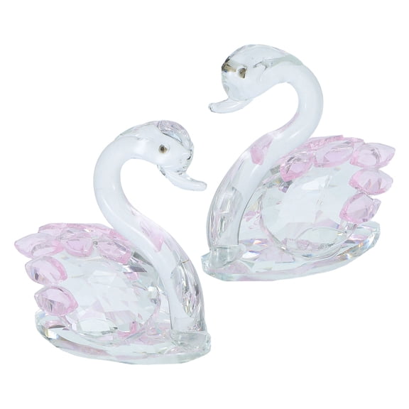 LOLIPPYY 2Pcs Crystal Couple Swan Statues with Rhinestone Embellishments for Romantic Anniversary Decor