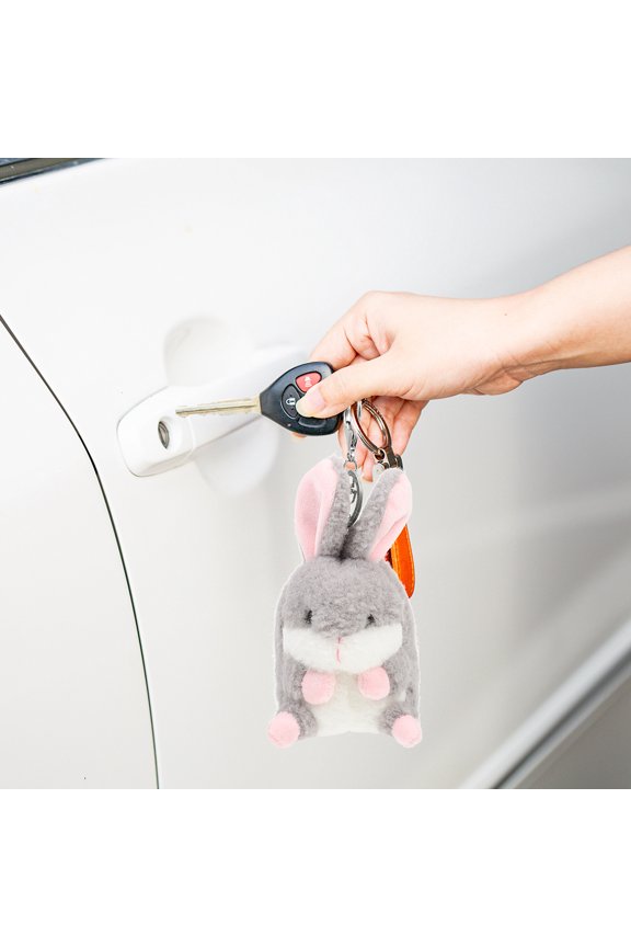 2Pcs Cute Keyring Plush Rabbit Shape Key Holder Key Chain for Women