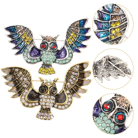 LOLIPPYY 2-Pack Cute Owl Brooch Pins for Suit Lapel, Coat, Shawl - Alloy Material Accessories