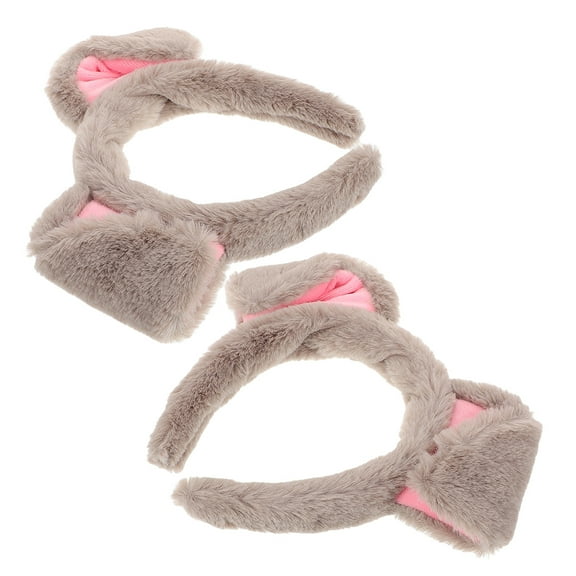 LOLIPPYY 2Pcs Cute Plush Grey Dog Ears Headband for Costume Accessory