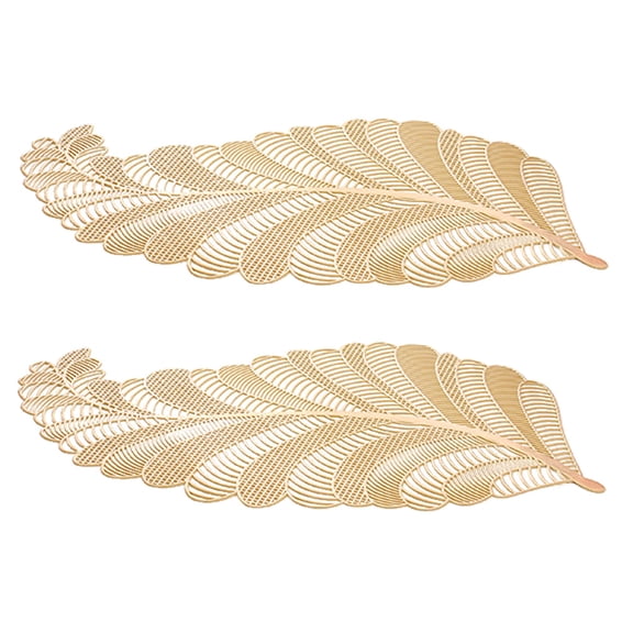 LOLIPPYY 2Pcs Decorative Golden PVC Place Mats with Heat Insulation for Family Gatherings and Restaurants
