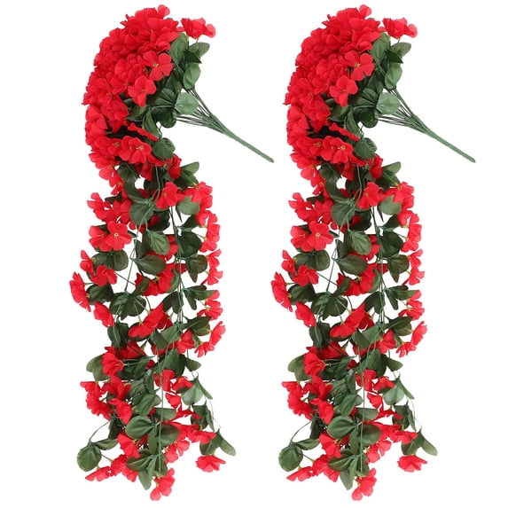 LOLIPPYY 2-Pack Red Artificial Hanging Flower Vines for Garden, Wall Decor, Wedding, Party, and Home Decoration