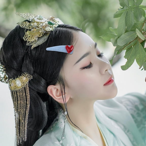 LOLIPPYY 2-Pack Denim Fabric Heart-Shaped Hair Clips Side Barrettes for Styling and Sectioning