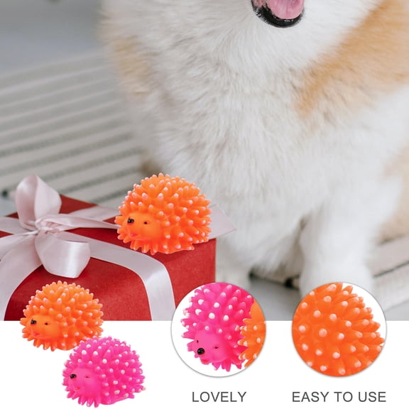LOLIPPYY 2Pcs Dog Dental Chew Toy Hedgehog Latex for Pet Indoor Play