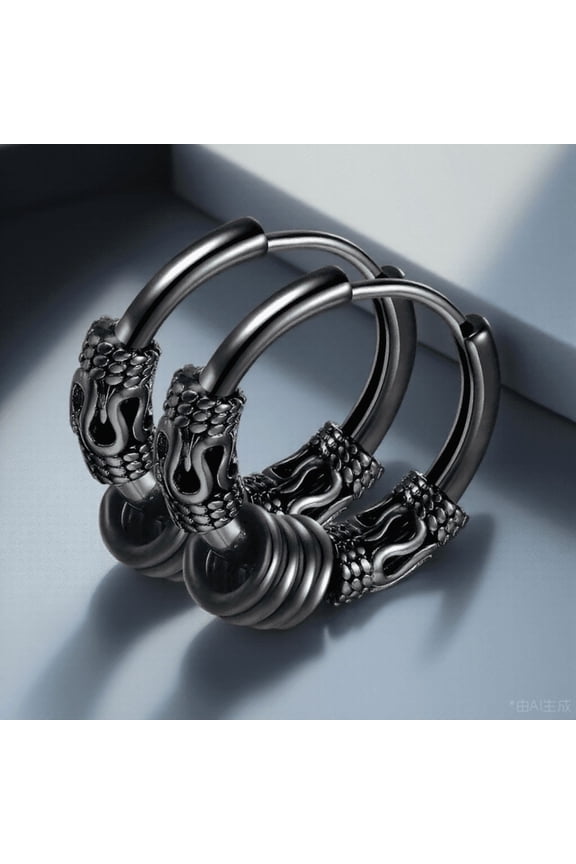 2-Pack Black Dragon Ear Wrap Hoop Earrings Lightweight for Daily Wear and Party Accessories