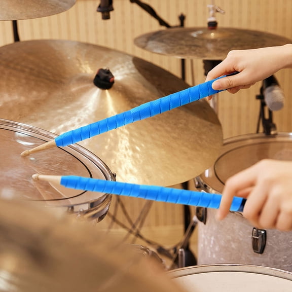 LOLIPPYY 2Pcs Drum Stick Wrap Blue Non Slip Absorbent Tape for Drum Kit Accessories