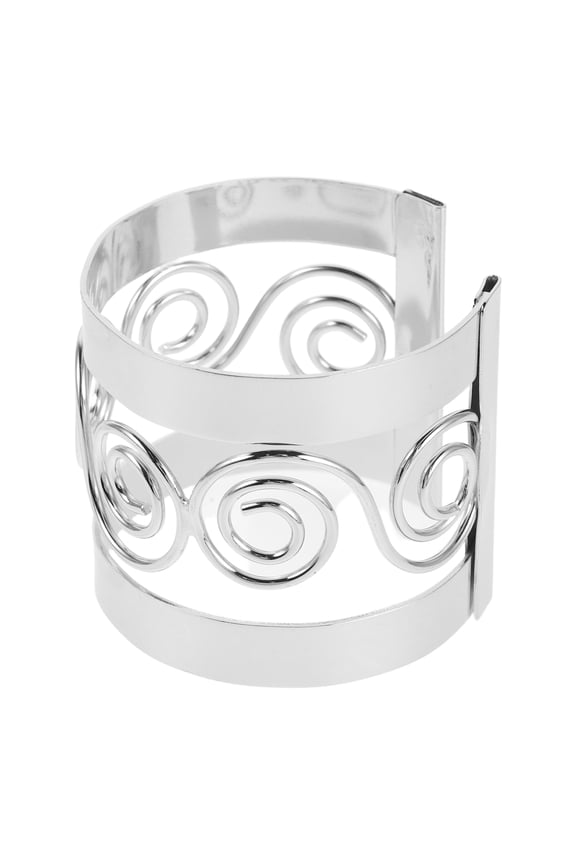2Pcs Durable Alloy Chunky Cuff Bracelet with Hollow Wave Cutout for Comfortable Daily Wear